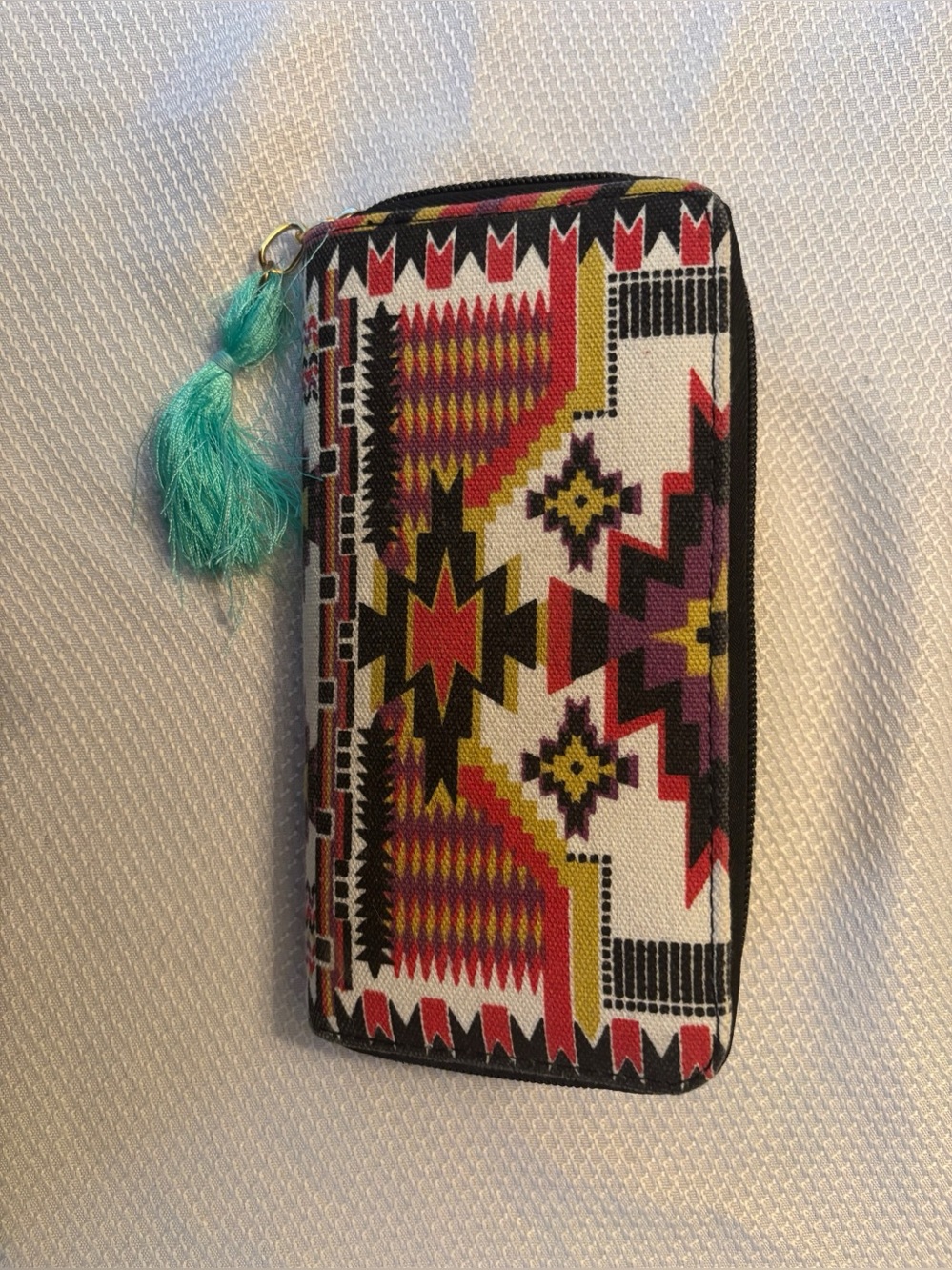 Boho Aztec Southwestern Wallet Zip Around Tassel Wallet Organizer Festival Style